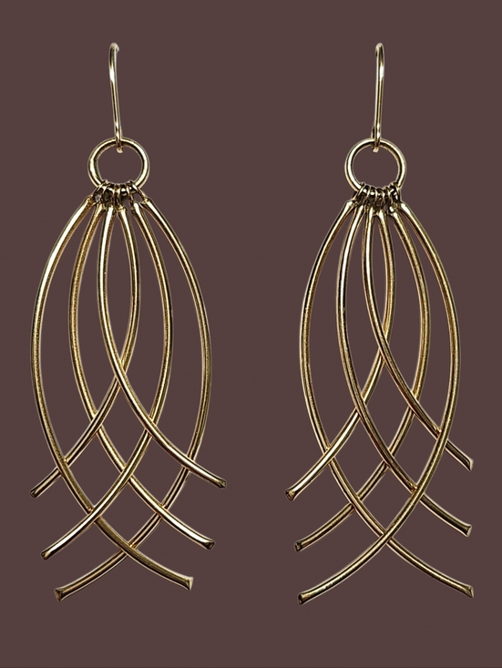 Jewelry - 14K Gold Long Openwork Dangle Earrings 2.25"